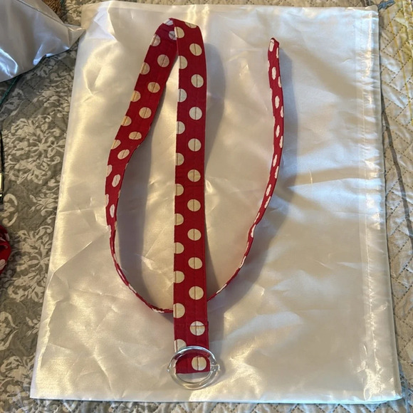 ♥️ Talbots Vintage Red & white polkadot, scarf, and belt and tassel necklace ♥️ - Picture 6 of 9